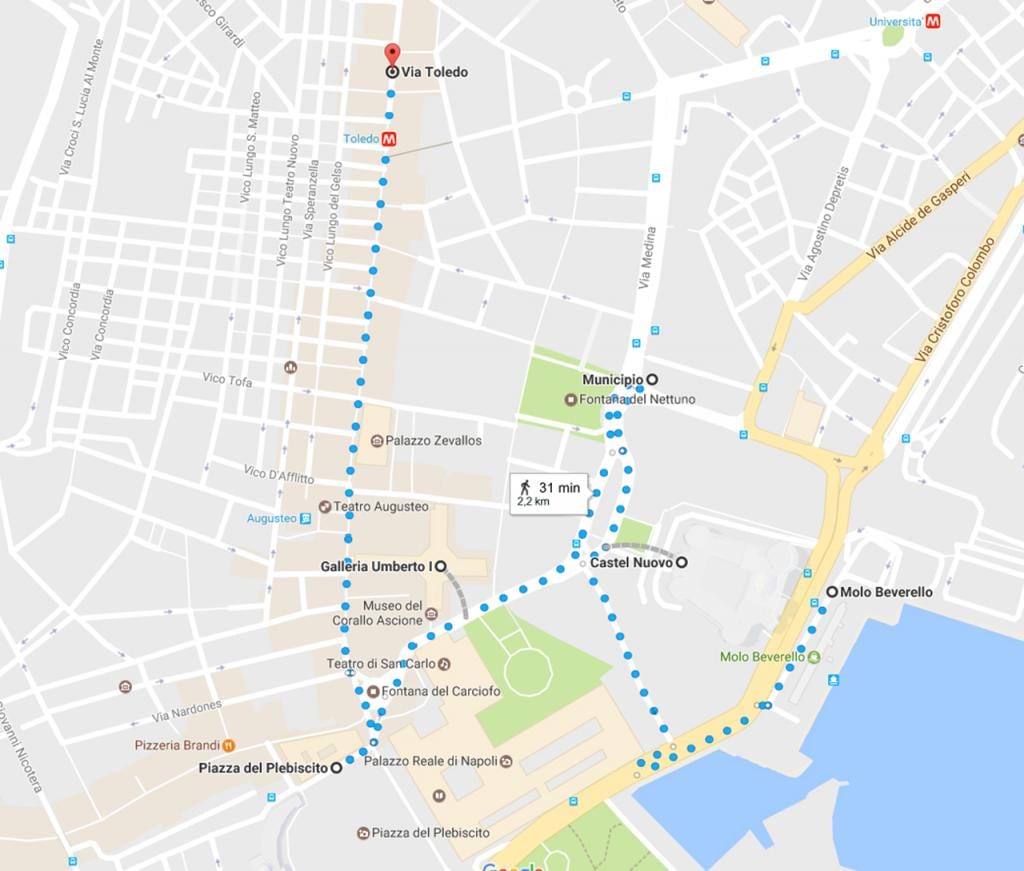 пешеходная экскурсия Неаполь карте