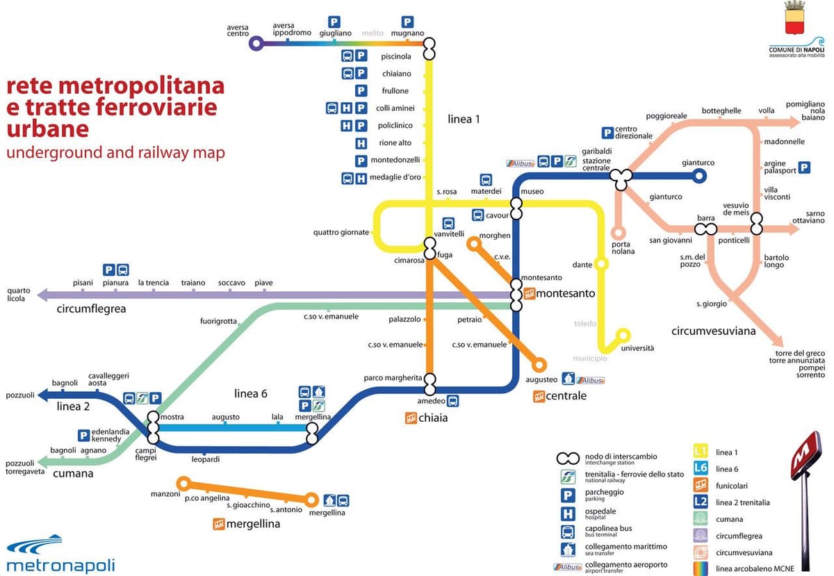 Карта Неаполя железнодорожный